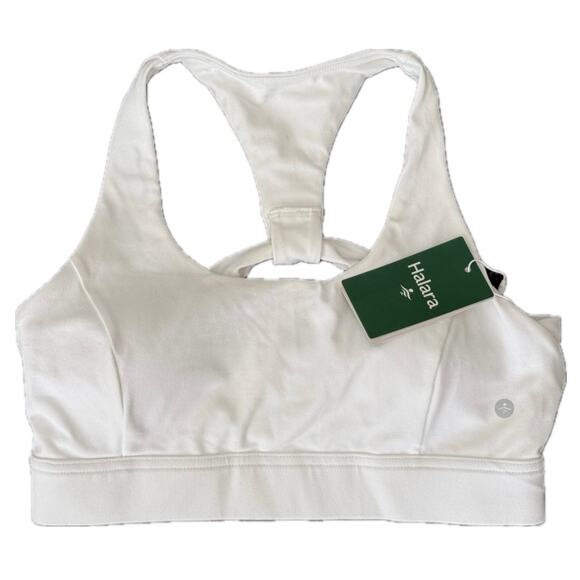 NWT Halara White Low-Impact Racerback Pilates/Yoga Workout Sports Bra - Medium - Picture 1 of 3